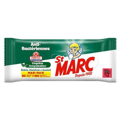 St-Marc Lingettes Anti-Bactériennes, 80 lingettes