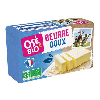 Osé Bio Beurre doux moulé bio 82% mg, 250g