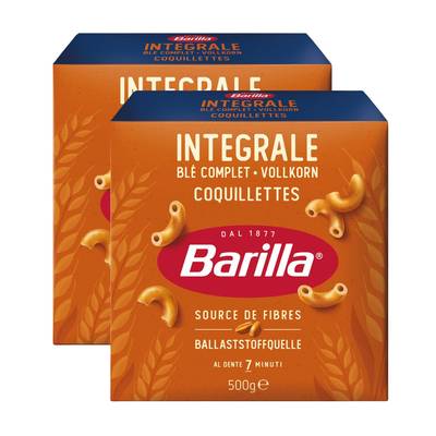 Barilla Integrale Pâtes Coquillettes au Blé Complet, Lot de 2x500g