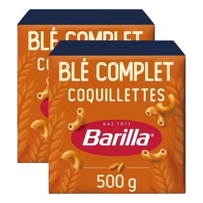 Barilla Integrale Pâtes Coquillettes au Blé Complet, Lot de 2x500g