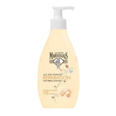 Le Petit Marseillais Lait soin hydratant réparation au beurre de karité aloés et à la cire d'abeille, 250ml