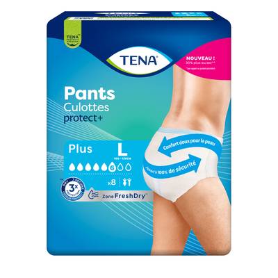 Tena Culottes Incontinence Pants Protect + Taille L, 8 culottes