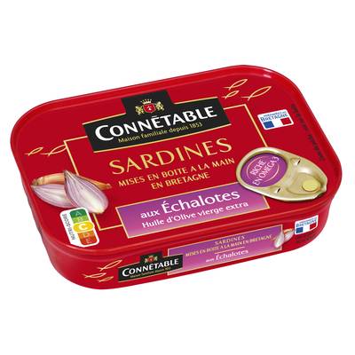 Connetable Sardines à l'Huile d'Olive Vierge Extra et échalotes de Bretagne, 135g
