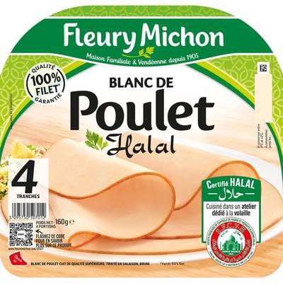 Fleury Michon Blanc de Poulet Halal, 4 tranches - 160g