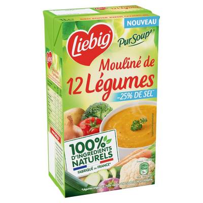 Liebig Soupe Mouliné de 12 Légumes -25% de sel, 1L