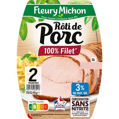 Fleury Michon Rôti de Porc, Conservation Sans Nitrites, 2 tranches - 90g