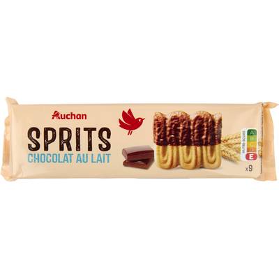Auchan Sprits biscuits au chocolat au lait x9, 150g