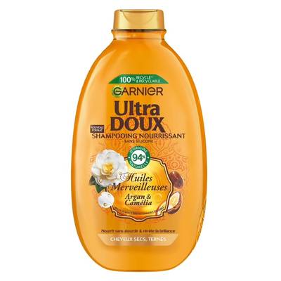 Garnier - Ultra Doux Shampooing Nourrissant aux Huiles d'Argan et de Camélia, 600ml
