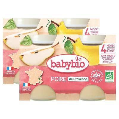 Babybio Poire Williams Bio Pot Bébé Dès 4 mois, Lot de 2x2x130g