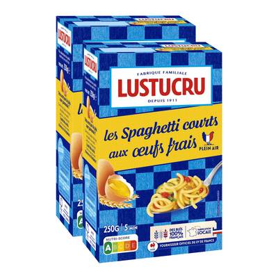 Lustucru Pâtes Spaghetti Courts aux Oeufs Frais, Lot de 2x250g