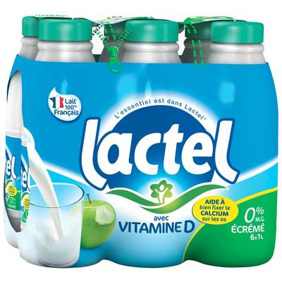 Lactel Lait écrémé vitamine D 0%mg, 6x1l