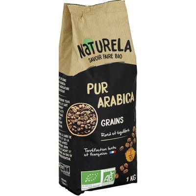 Naturela Café en grains Pur Arabica Bio, 1kg