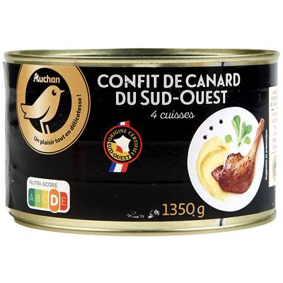 Auchan Terroir Confit de canard IGP du Sud-Ouest 4-5 cuisses, 1350g