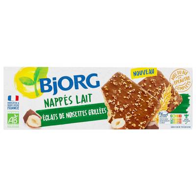 Bjorg Biscuits Nappés lait, éclats de noisettes grillées bio, 150g