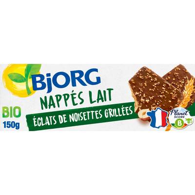 Bjorg Biscuits Nappés lait, éclats de noisettes grillées bio, 150g