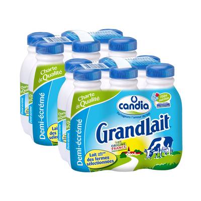 Candia Lait 1/2 écrémé, 2 packs de 6x50cl