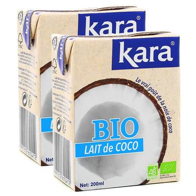 Kara Lait de Coco Bio, Lot de 2x20cl