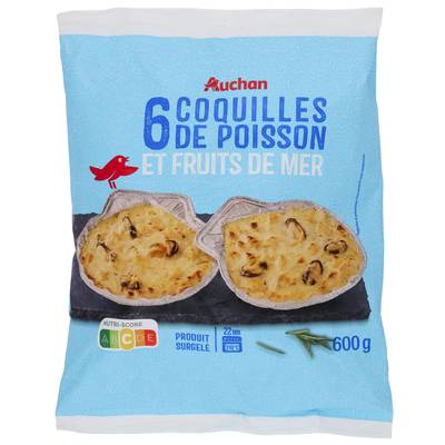 Auchan Coquilles de poisson et fruits de mer, 600g
