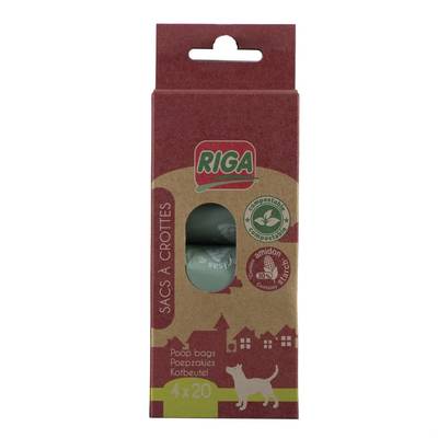 Riga Sachet Déjection Canine Compostable - Sac à crottes, 4x20 sacs