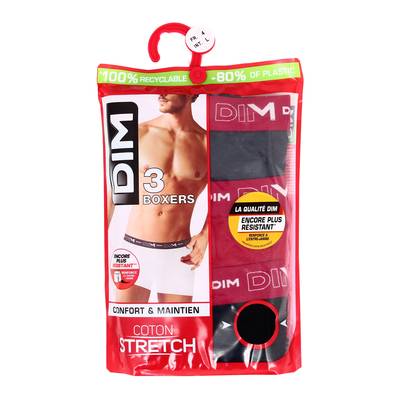 Dim Boxers gris, rouge chili et noir Coton Stretch, L 3 boxers