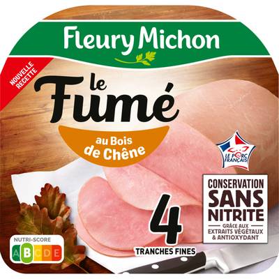 Fleury Michon Jambon Fumé Conservation sans Nitrites, 4 tranches - 140g