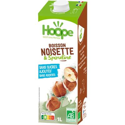 Hoope Noisettes et Spiruline Boisson Végétale Bio, 1L