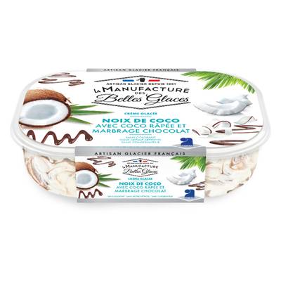 3433877510414 - La Manufacture des Belles Glaces - Crème Glacée Noix de Coco Marbrage Chocolat