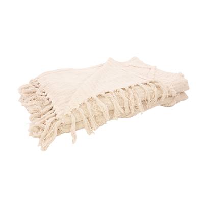 Point virgule Plaid en coton 100% recyclé blanc, 170 x 130  cm