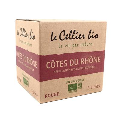 Côtes du Rhône rouge AOP Le Cellier Bio 13.6°, Bag in box 3L