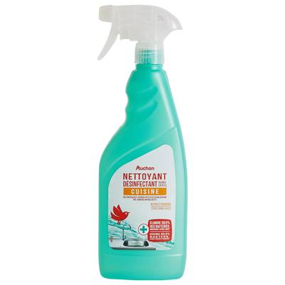 Auchan Spray dégraissant et désinfectant sans javel cuisine, 750ml