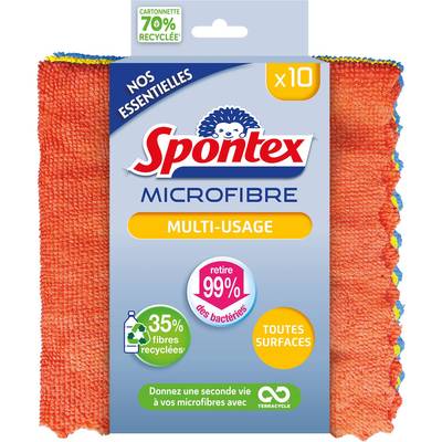 Spontex Lavettes Microfibre Multi-Usage Tout Usage, 10 pièces