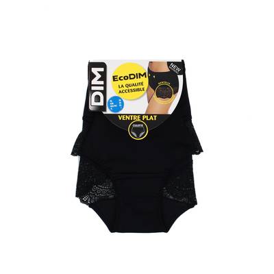 Dim Culotte femme taille haute en coton stretch et dentelle Noi, Taille 38