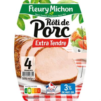 Fleury Michon Rôti de Porc Nature, 4 tranches - 160g