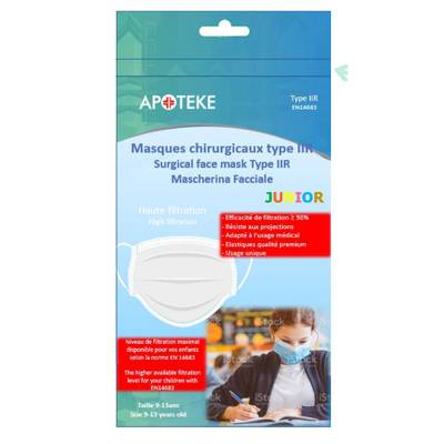 3700206774114 - Apoteke - Masques chirurgicaux IIR enfant 9 - 13 ans x10