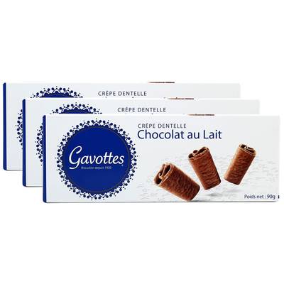 Gavottes Crêpe dentelle chocolat au lait, 3x90g