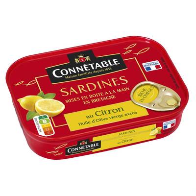 Connetable Sardines à l'huile d'olive citron, 135g