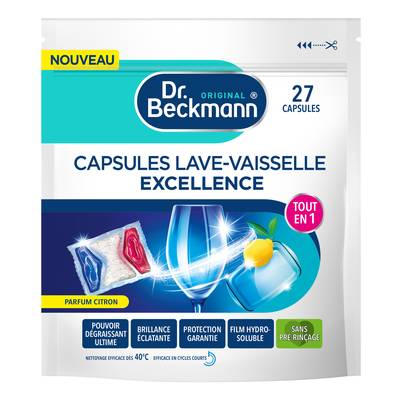 Dr Beckmann Capsules Lave Vaisselle tout en 1 au Citron, 27 capsules
