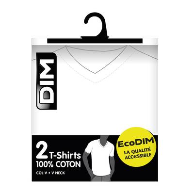 Dim 2 T-Shirts EcoDim Blanc Col V, Taille XL