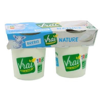 Vrai Yaourt au Lait de Brebis Nature bio, 2x125g