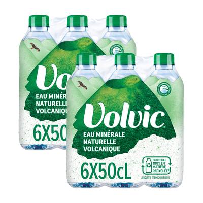 Volvic Eau minérale naturelle, 2 packs de 6x50cl