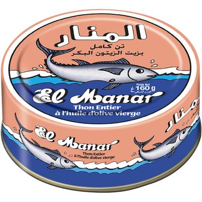El Manar Thon entier à l'huile d'olive, 160g
