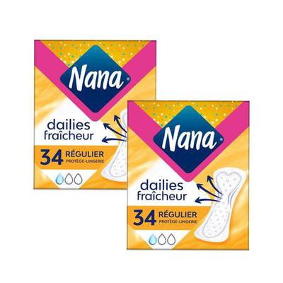 Nana Protège-slips fraîcheur quotidienne, Lot de 2x34 pièces