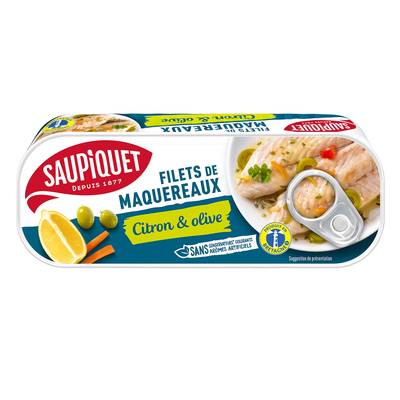 Saupiquet Filets de Maquereaux Marinés Citron et Olives, 176g