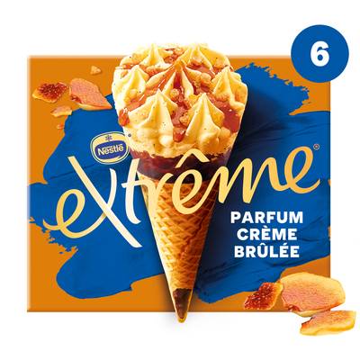 Extrême Cônes glacés parfum crème brûlée et éclats caramélisés, 6 cônes - 426g