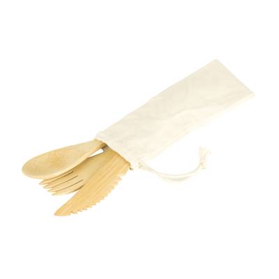 Pebbly Set de 3 couverts réutilisables bambou