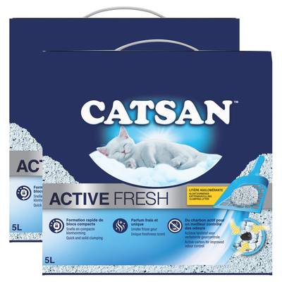 Catsan Litière Minérale Agglomérante Active Fresh pour chat, Lot de 2x5L