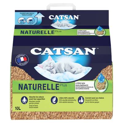 Catsan Litière Végétale non agglomérante Naturelle Plus pour chat, 10L