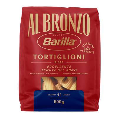 Barilla Al Bronzo Pâtes Tortiglioni Premium, 500g