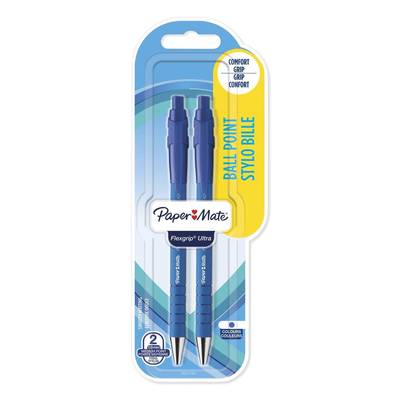 Paper Mate Stylo à bille Flexgrip bleu, le lot de 2 stylos