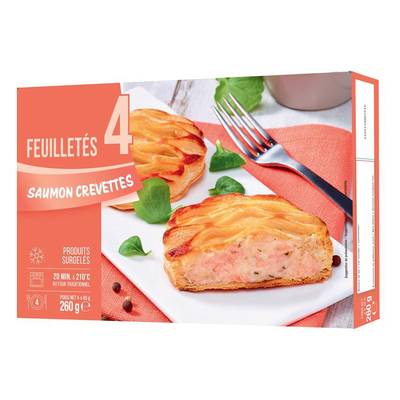 Gineys Feuilletés Saumon Crevettes, 4x65g